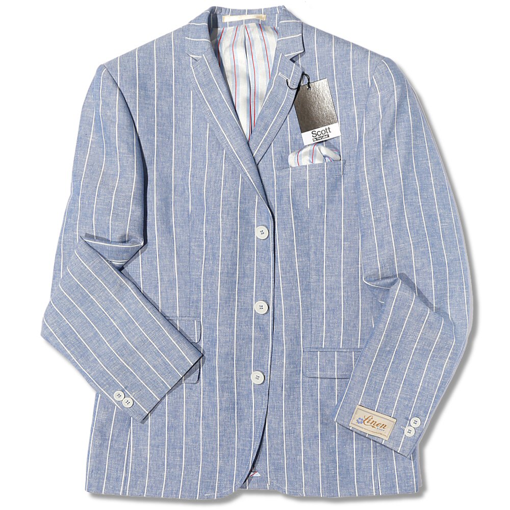 Scott Mod 60's Retro Ivy League 3 Button Striped Boating Blazer Jacket